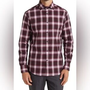 NWOT Thomas Dean Burgundy Plaid Dress Shirt - Size XXL